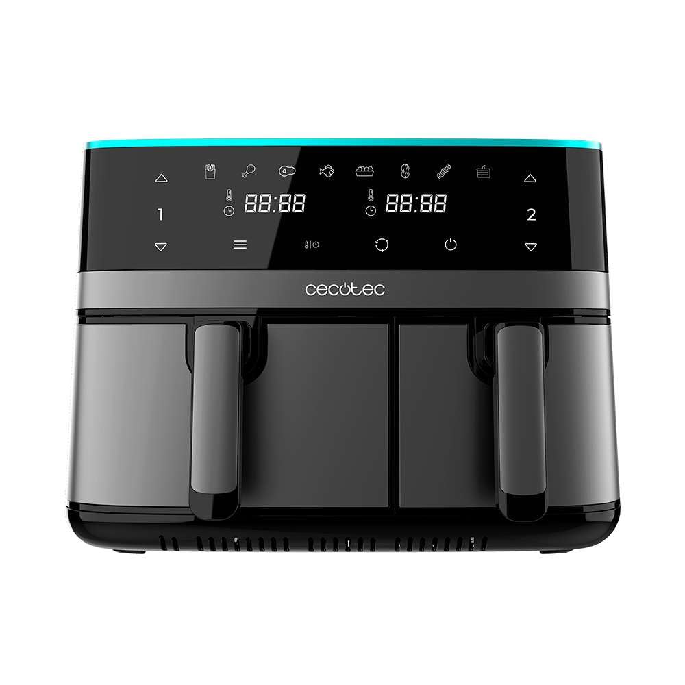 Cecotec Friteuse à Air sans Huile - Air Fryer 10L Cecofry DuoLevel 10000 DuoSize Window. 2000W, Design Vertical, 2 Cuves de 3.5L et 6.5L, Sync, 10 Menus, Température 80-200ºC, Fenêtre, Panneau Tactile