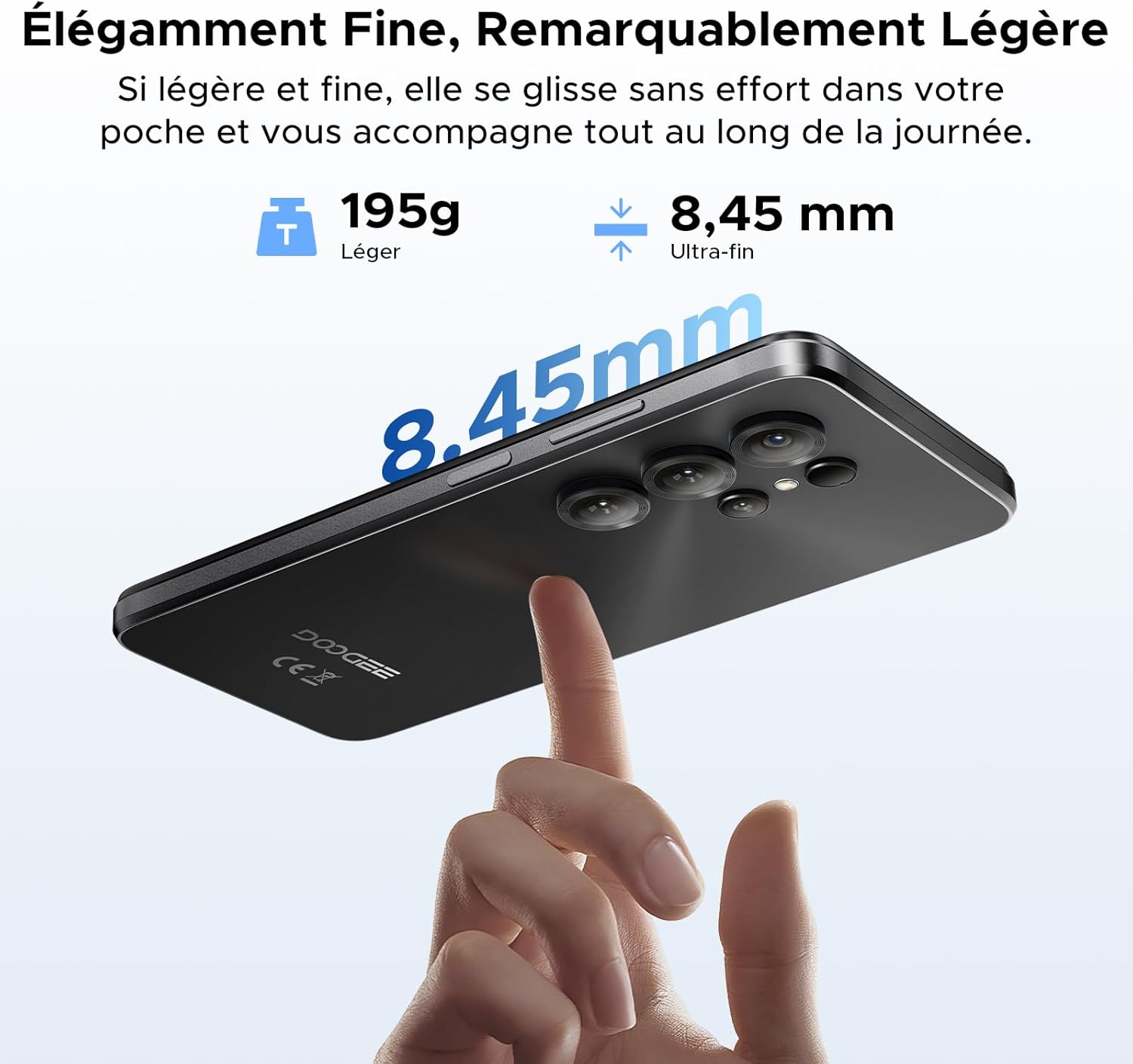 DOOGEE Note56X Pro Android 16 Smartphone Pas Cher, 6150mAh Telephone Portable Écran 6.56" HD+90Hz 32Go+128Go/TF 2To, 8MP+13MP, UNISOC T7225,Dual SIM, Octa Core, Face ID/Fingerprint/NFC/3.5mm,Noir