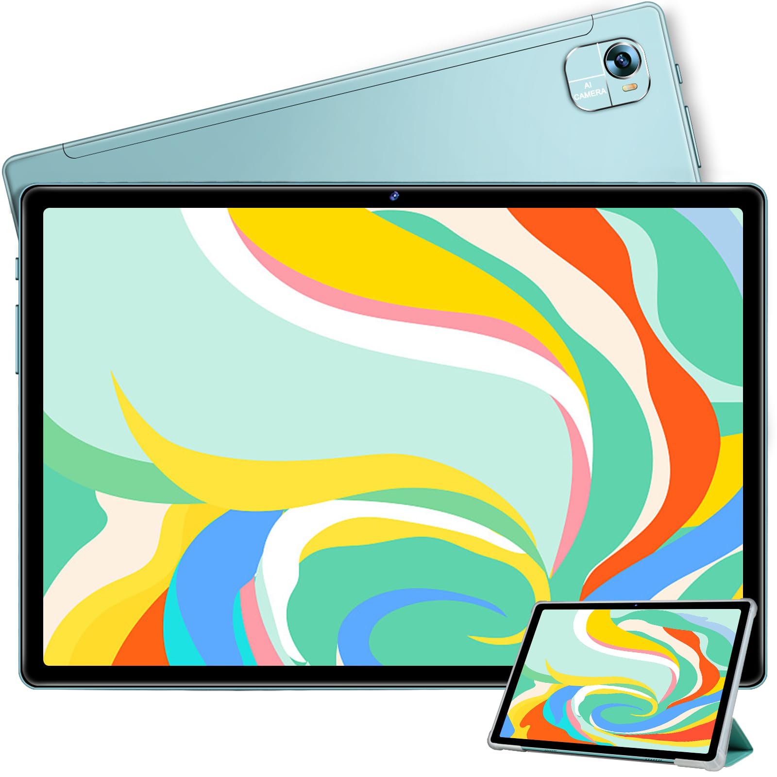 FACETEL Tablette Android Tablette 10 Pouces avec 5G WiFi, 14GoRAM + 128GoROM (TF/1To) | Octa-Core Processor | 2.0 GHz丨8000mAh丨Dual Caméra 5MP+8MP丨IPS FHD | Tablette Tactile Film Protecteur Shell - Or