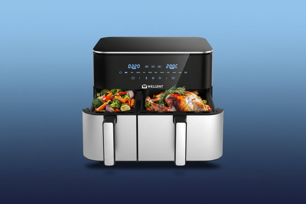 Air Fryer 11L Double friteuse sans huile XXL(4+7L) 2 compartiments Airfryer 2600w Dual Zones,10-in-1 Programmes, Écran Tactile & fonction SYNC, Rappel de Secousse, passe au lave-vaisselle