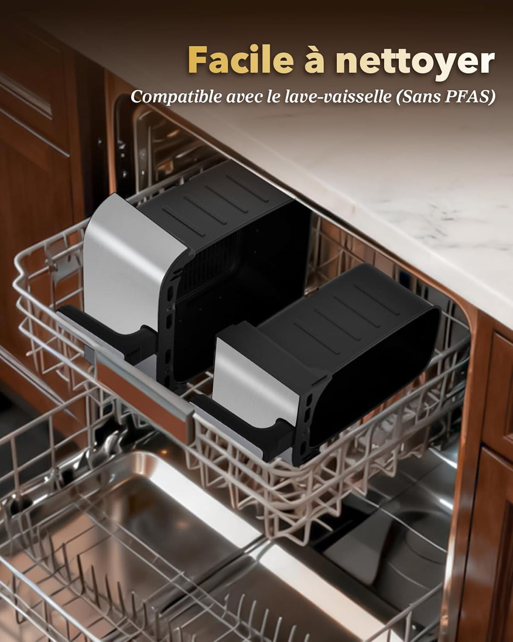 Air Fryer 11L Double friteuse sans huile XXL(4+7L) 2 compartiments Airfryer 2600w Dual Zones,10-in-1 Programmes, Écran Tactile & fonction SYNC, Rappel de Secousse, passe au lave-vaisselle