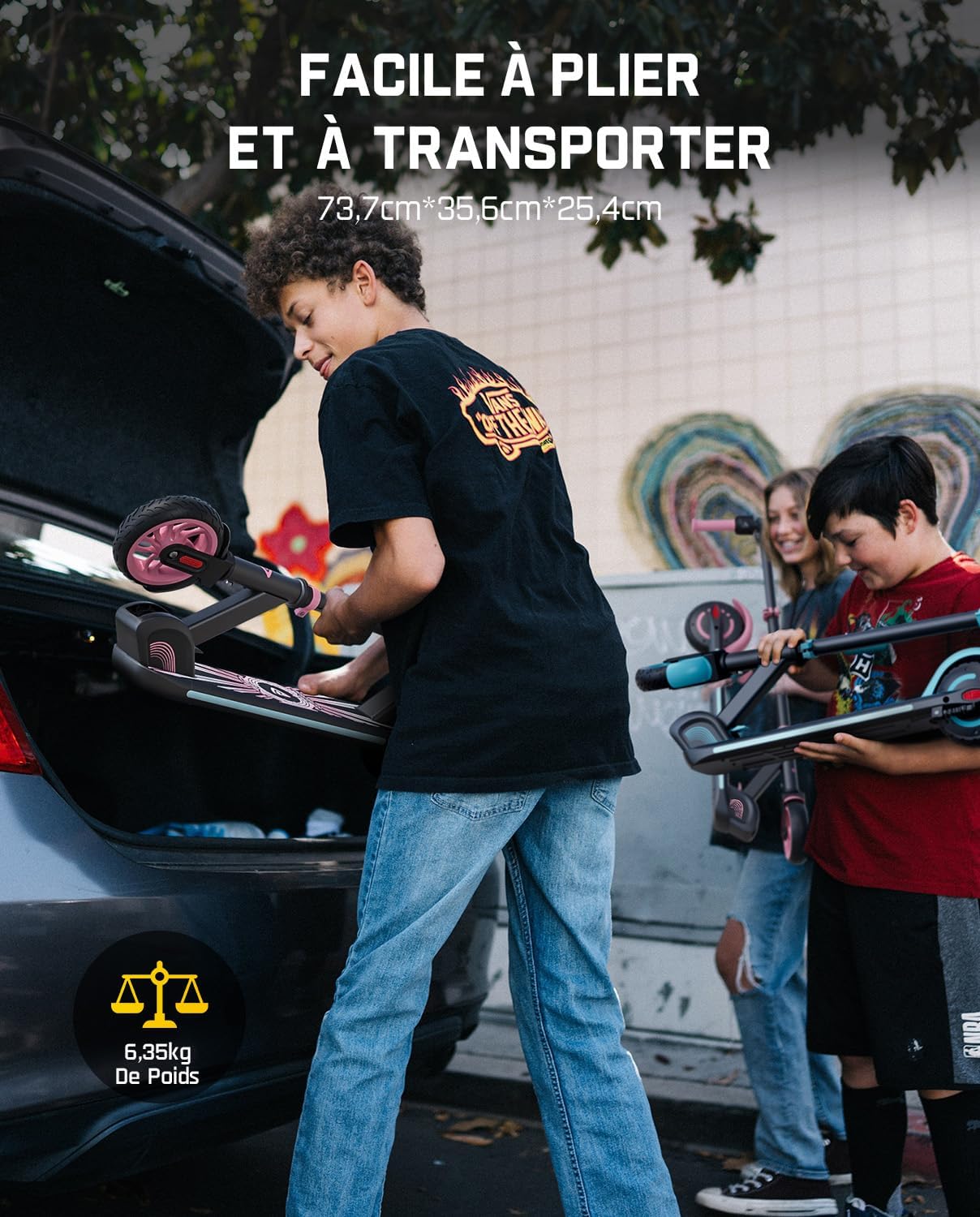 FanttikRide C9 Apex Trottinette Électrique Enfant 1,2-1,6 m, Haut-Parleur Bluetooth, Lumières Arc-en-Ciel, Vitesses 8/13/16 km/h, Autonomie 8 km, Hauteur Réglable, Pliable, Charge maximale 60 kg