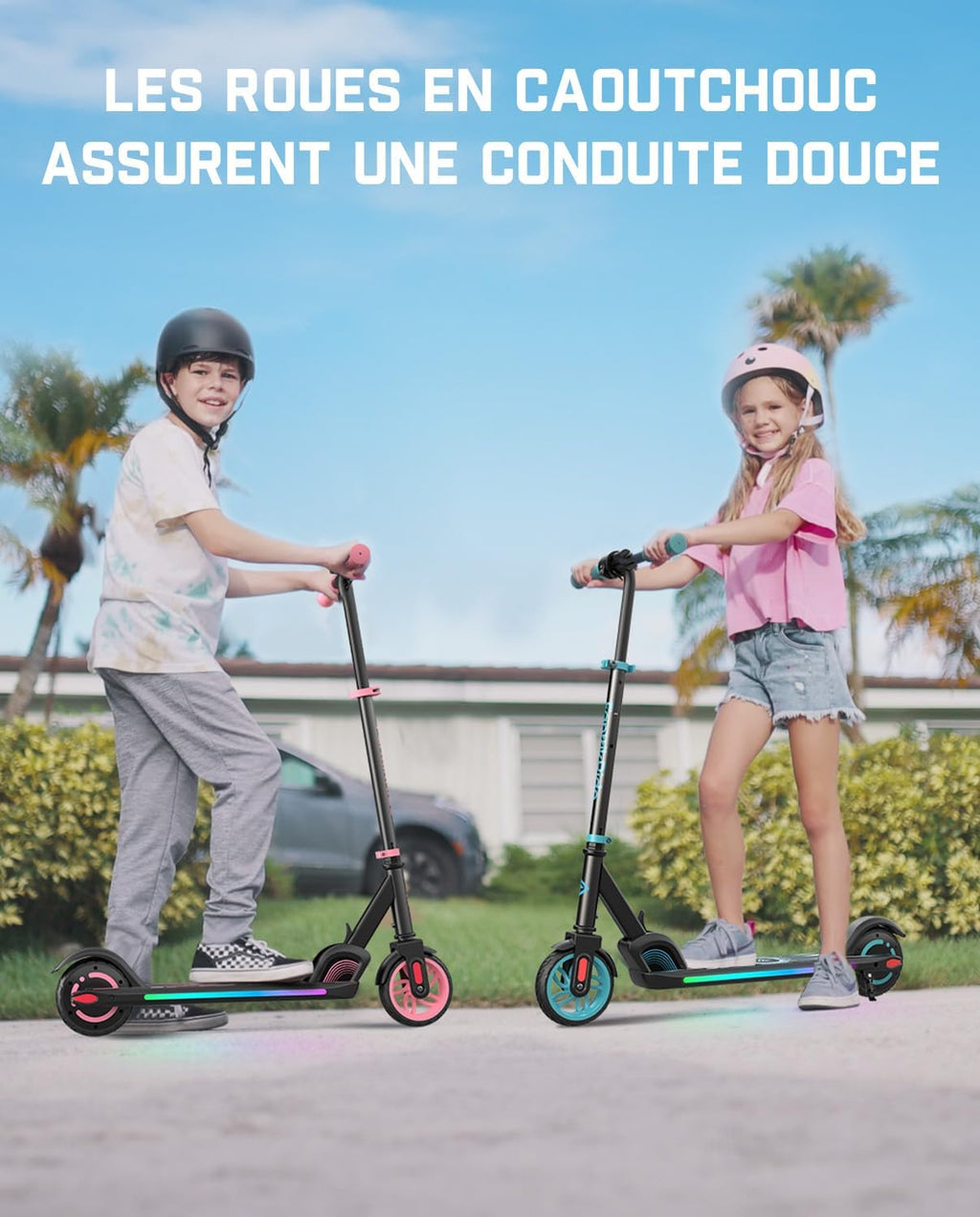 FanttikRide C9 Apex Trottinette Électrique Enfant 1,2-1,6 m, Haut-Parleur Bluetooth, Lumières Arc-en-Ciel, Vitesses 8/13/16 km/h, Autonomie 8 km, Hauteur Réglable, Pliable, Charge maximale 60 kg