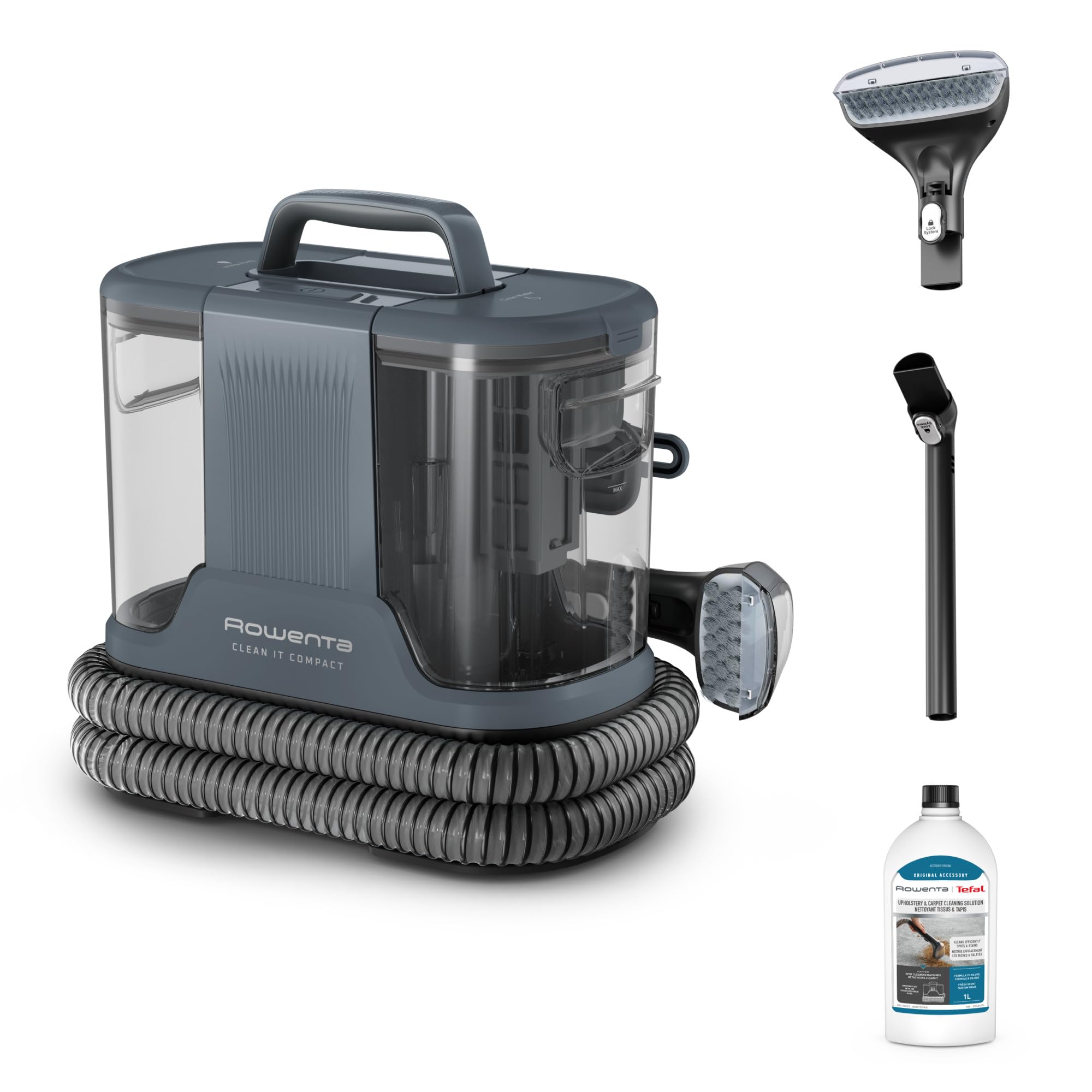 Rowenta, Clean it, Shampouineuse, Détacheur Nettoyeur de Tache, Rapide et Facile, Intérieur de Voiture, 750W, IN5020F0, Bleu/Noir