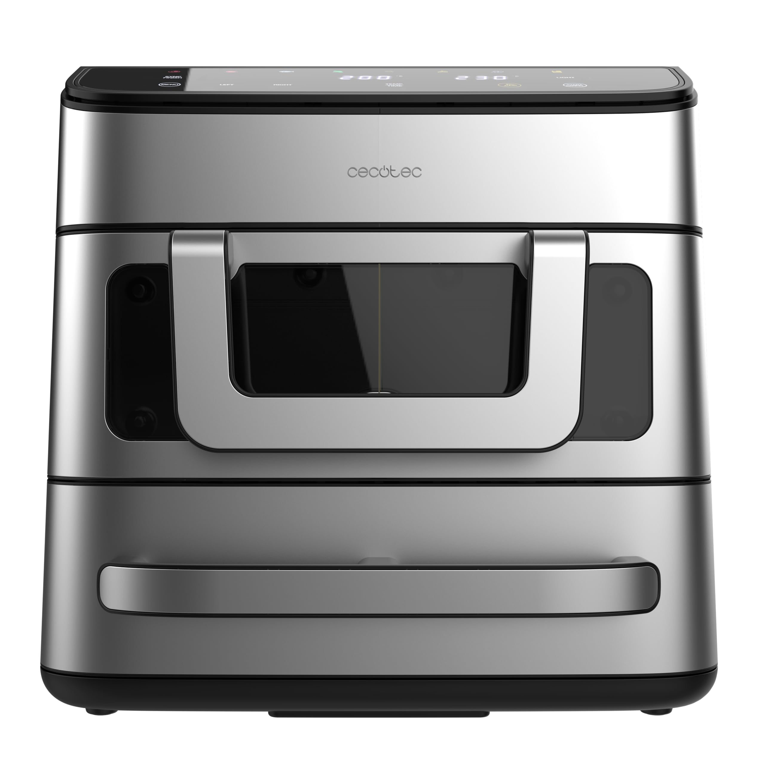 Cecotec Friteuse à Air sans Huile - Air Fryer 10L Cecofry DuoLevel 10000 DuoSize Window. 2000W, Design Vertical, 2 Cuves de 3.5L et 6.5L, Sync, 10 Menus, Température 80-200ºC, Fenêtre, Panneau Tactile