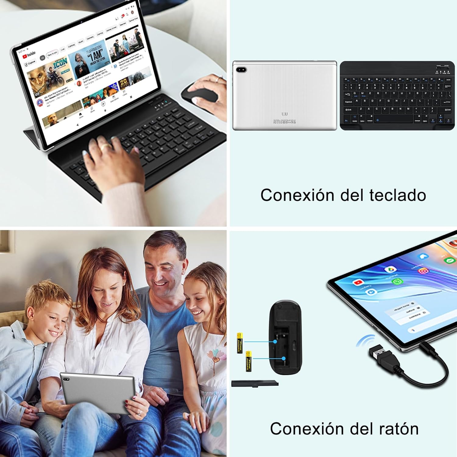 2026 Android Tablette 10 Pouces, 20Go RAM + 128Go ROM(TF 2To), Avec 5G WiFi 6, 5MP+8MP, Octa-Core 2.0 GHz, 8000mAh, GPS, Gemini AI Tablette, Widevine L1, Tablette Tactile avec Clavier + Souris（Argent）