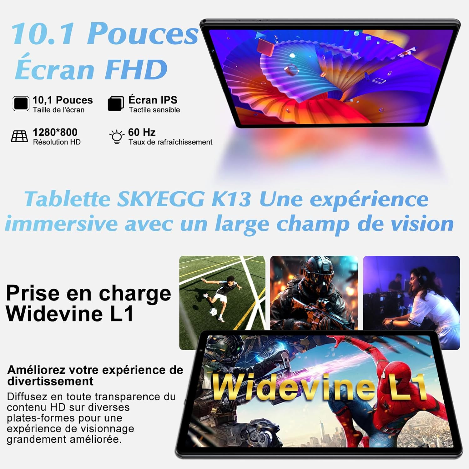 Tablette Android 14 avec 5G Wi-Fi 6, 20 GO RAM+128 GO ROM (Extensible Jusqu'à 1 To), Tablette Tactile avec Widevine L1, 8 Cœurs, 5MP+8MP, Tablette 10 Pouces avec Clavier+Souris et Cas, Gris Espace